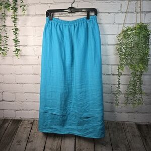 AZURE BLUE LINEN MAXI SKIRT BY KIM ROGERS WOMENS SIZE 2XL